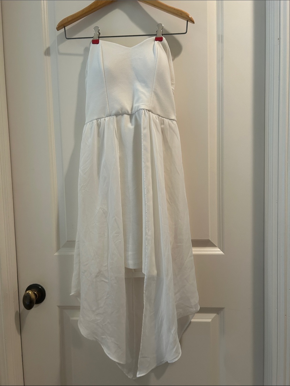 Joyce Leslie Vintage White Sweetheart High-Low Girls textured drape mini Dress M